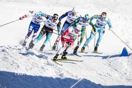 16.03.2019, Falun, Sweden (SWE): Sindre Bjoernestad Skar (NOR), Richard Jouve (FRA), Eirik Brandsdal (NOR), Anton Persson (SWE), (l-r)  - FIS world cup cross-country, individual sprint, Falun (SWE). www.nordicfocus.com. © Modica/NordicFocus. Every downloaded picture is fee-liable.