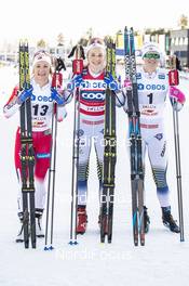 16.03.2019, Falun, Sweden (SWE): Maiken Caspersen Falla (NOR), Stina Nilsson (SWE), Maja Dahlqvist (SWE), (l-r)  - FIS world cup cross-country, individual sprint, Falun (SWE). www.nordicfocus.com. © Modica/NordicFocus. Every downloaded picture is fee-liable.