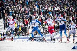 16.03.2019, Falun, Sweden (SWE): Stina Nilsson (SWE), Linn Svahn (SWE), Ane Appelkvist Stenseth (NOR), Nadine Faehndrich (SUI), Jonna Sundling (SWE), (l-r)  - FIS world cup cross-country, individual sprint, Falun (SWE). www.nordicfocus.com. © Modica/NordicFocus. Every downloaded picture is fee-liable.
