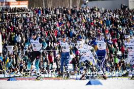16.03.2019, Falun, Sweden (SWE): Lucas Chanavat (FRA), Simeon Hamilton (USA), Teodor Peterson (SWE), Joni Maeki (FIN), (l-r)  - FIS world cup cross-country, individual sprint, Falun (SWE). www.nordicfocus.com. © Modica/NordicFocus. Every downloaded picture is fee-liable.