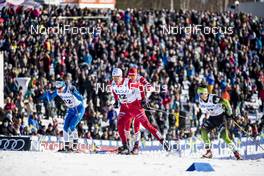 16.03.2019, Falun, Sweden (SWE): Martin Bergstroem (SWE), Karl-Johan Westberg (SWE), Miha Simenc (SLO), (l-r)  - FIS world cup cross-country, individual sprint, Falun (SWE). www.nordicfocus.com. © Modica/NordicFocus. Every downloaded picture is fee-liable.