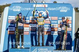 16.03.2019, Falun, Sweden (SWE): Johannes Hoesflot Klaebo (NOR), Sindre Bjoernestad Skar (NOR), Emil Iversen (NOR), (l-r), (l-r) - FIS world cup cross-country, individual sprint, Falun (SWE). www.nordicfocus.com. © Modica/NordicFocus. Every downloaded picture is fee-liable.