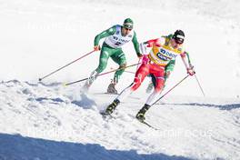 16.03.2019, Falun, Sweden (SWE): Johannes Hoesflot Klaebo (NOR), Federico Pellegrino (ITA), (l-r)  - FIS world cup cross-country, individual sprint, Falun (SWE). www.nordicfocus.com. © Modica/NordicFocus. Every downloaded picture is fee-liable.