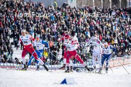 16.03.2019, Falun, Sweden (SWE): Kristine Stavaas Skistad (NOR), Moa Lundgren (SWE), Yulia Belorukova (RUS), Jennie Oeberg (SWE), Sophie Caldwell (USA), (l-r)  - FIS world cup cross-country, individual sprint, Falun (SWE). www.nordicfocus.com. © Modica/NordicFocus. Every downloaded picture is fee-liable.