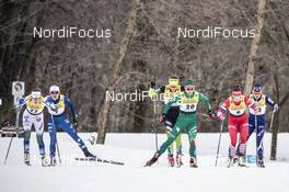 22.03.2019, Quebec, Canada (CAN): Ebba Andersson (SWE), Eva Urevc (SLO), Greta Laurent (ITA), Natalia Nepryaeva (RUS), Sophie Caldwell (USA), Krista Parmakoski (FIN), (l-r)  - FIS world cup cross-country, individual sprint, Quebec (CAN). www.nordicfocus.com. © Modica/NordicFocus. Every downloaded picture is fee-liable.