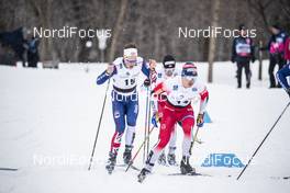 22.03.2019, Quebec, Canada (CAN): Andrew Musgrave (GBR), Simen Hegstad Krueger (NOR), Sjur Roethe (NOR), (l-r)  - FIS world cup cross-country, individual sprint, Quebec (CAN). www.nordicfocus.com. © Modica/NordicFocus. Every downloaded picture is fee-liable.