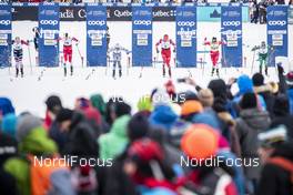 22.03.2019, Quebec, Canada (CAN): Paal Golberg (NOR), Emil Iversen (NOR), Viktor Thorn (SWE), Alexander Bolshunov (RUS), Johannes Hoesflot Klaebo (NOR), Federico Pellegrino (ITA), (l-r)  - FIS world cup cross-country, individual sprint, Quebec (CAN). www.nordicfocus.com. © Modica/NordicFocus. Every downloaded picture is fee-liable.