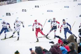 22.03.2019, Quebec, Canada (CAN): Andrew Young (GBR), Oskar Svensson (SWE), Andrey Melnichenko (RUS), Didrik Toenseth (NOR), Simeon Hamilton (USA), (l-r)  - FIS world cup cross-country, individual sprint, Quebec (CAN). www.nordicfocus.com. © Modica/NordicFocus. Every downloaded picture is fee-liable.