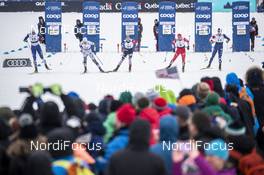 22.03.2019, Quebec, Canada (CAN): Andrew Young (GBR), Ristomatti Hakola (FIN), Didrik Toenseth (NOR), Sindre Bjoernestad Skar (NOR), Lucas Chanavat (FRA), Simeon Hamilton (USA), (l-r)  - FIS world cup cross-country, individual sprint, Quebec (CAN). www.nordicfocus.com. © Modica/NordicFocus. Every downloaded picture is fee-liable.