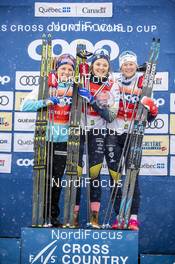 22.03.2019, Quebec, Canada (CAN): Maiken Caspersen Falla (NOR), Stina Nilsson (SWE), Maja Dahlqvist (SWE), (l-r) - FIS world cup cross-country, individual sprint, Quebec (CAN). www.nordicfocus.com. © Modica/NordicFocus. Every downloaded picture is fee-liable.