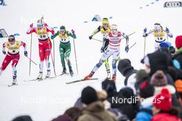 22.03.2019, Quebec, Canada (CAN): Elisa Brocard (ITA), Mari Eide (NOR), Maiken Caspersen Falla (NOR), Stina Nilsson (SWE), Anamarija Lampic (SLO), Frida Karlsson (SWE), (l-r)  - FIS world cup cross-country, individual sprint, Quebec (CAN). www.nordicfocus.com. © Modica/NordicFocus. Every downloaded picture is fee-liable.
