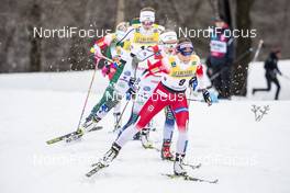 22.03.2019, Quebec, Canada (CAN): Maiken Caspersen Falla (NOR), Stina Nilsson (SWE), Frida Karlsson (SWE), (l-r)  - FIS world cup cross-country, individual sprint, Quebec (CAN). www.nordicfocus.com. © Modica/NordicFocus. Every downloaded picture is fee-liable.