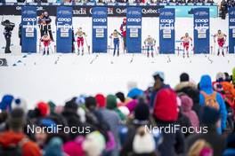 22.03.2019, Quebec, Canada (CAN): Ane Appelkvist Stenseth (NOR), Therese Johaug (NOR), Jessica Diggins (USA), Jonna Sundling (SWE), Ingvild Flugstad Oestberg (NOR), Astrid Uhrenholdt Jacobsen (NOR), (l-r)  - FIS world cup cross-country, individual sprint, Quebec (CAN). www.nordicfocus.com. © Modica/NordicFocus. Every downloaded picture is fee-liable.