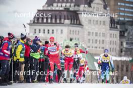 23.03.2019, Quebec, Canada (CAN): Alexander Bolshunov (RUS), Emil Iversen (NOR), Dario Cologna (SUI), Alex Harvey (CAN), (l-r)  - FIS world cup cross-country, mass men, Quebec (CAN). www.nordicfocus.com. © Modica/NordicFocus. Every downloaded picture is fee-liable.