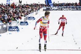 23.03.2019, Quebec, Canada (CAN): Johannes Hoesflot Klaebo (NOR), Alexander Bolshunov (RUS), (l-r)  - FIS world cup cross-country, mass men, Quebec (CAN). www.nordicfocus.com. © FlyingPoint/NordicFocus. Every downloaded picture is fee-liable.