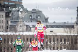 23.03.2019, Quebec, Canada (CAN): Johannes Hoesflot Klaebo (NOR), Federico Pellegrino (ITA), (l-r)  - FIS world cup cross-country, mass men, Quebec (CAN). www.nordicfocus.com. © Modica/NordicFocus. Every downloaded picture is fee-liable.