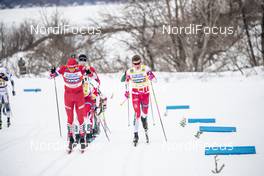 23.03.2019, Quebec, Canada (CAN): Alexander Bolshunov (RUS), Johannes Hoesflot Klaebo (NOR), (l-r)  - FIS world cup cross-country, mass men, Quebec (CAN). www.nordicfocus.com. © Modica/NordicFocus. Every downloaded picture is fee-liable.