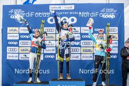 23.03.2019, Quebec, Canada (CAN): Therese Johaug (NOR), Stina Nilsson (SWE), Ingvild Flugstad Oestberg (NOR), (l-r)  - FIS world cup cross-country, mass women, Quebec (CAN). www.nordicfocus.com. © Modica/NordicFocus. Every downloaded picture is fee-liable.