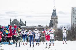 23.03.2019, Quebec, Canada (CAN): Mari Eide (NOR), Jessica Diggins (USA), Maiken Caspersen Falla (NOR), Charlotte Kalla (SWE), (l-r)  - FIS world cup cross-country, mass women, Quebec (CAN). www.nordicfocus.com. © Modica/NordicFocus. Every downloaded picture is fee-liable.