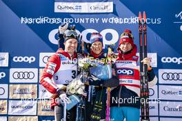 24.03.2019, Quebec, Canada (CAN): Alex Harvey (CAN), Johannes Hoesflot Klaebo (NOR), Alexander Bolshunov (RUS), (l-r) - FIS world cup cross-country, pursuit men, Quebec (CAN). www.nordicfocus.com. © Modica/NordicFocus. Every downloaded picture is fee-liable.