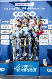 24.03.2019, Quebec, Canada (CAN): Therese Johaug (NOR), Stina Nilsson (SWE), Ingvild Flugstad Oestberg (NOR), (l-r) - FIS world cup cross-country, pursuit women, Quebec (CAN). www.nordicfocus.com. © Modica/NordicFocus. Every downloaded picture is fee-liable.