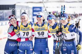 24.03.2019, Quebec, Canada (CAN): Jessica Diggins (USA), Sophie Caldwell (USA), Sadie Bjornsen (USA), Julia Kern (USA), Alayna Sonnesyn (USA), Katharine Ogden (USA), (l-r)  - FIS world cup cross-country, pursuit women, Quebec (CAN). www.nordicfocus.com. © Modica/NordicFocus. Every downloaded picture is fee-liable.