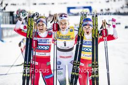 24.03.2019, Quebec, Canada (CAN): Therese Johaug (NOR), Stina Nilsson (SWE), Ingvild Flugstad Oestberg (NOR), (l-r)  - FIS world cup cross-country, pursuit women, Quebec (CAN). www.nordicfocus.com. © Modica/NordicFocus. Every downloaded picture is fee-liable.