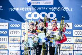 24.03.2019, Quebec, Canada (CAN): Therese Johaug (NOR), Stina Nilsson (SWE), Ingvild Flugstad Oestberg (NOR), (l-r) - FIS world cup cross-country, pursuit women, Quebec (CAN). www.nordicfocus.com. © Modica/NordicFocus. Every downloaded picture is fee-liable.