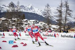 21.02.2019, Seefeld, Austria (AUT): Finn Haagen Krogh (NOR), Johannes Hoesflot Klaebo (NOR), Sergey Ustiugov (RUS), (l-r)  - FIS nordic world ski championships, cross-country, individual sprint, Seefeld (AUT). www.nordicfocus.com. © Modica/NordicFocus. Every downloaded picture is fee-liable.