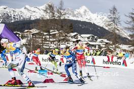 21.02.2019, Seefeld, Austria (AUT): Stina Nilsson (SWE), Sophie Caldwell (USA), Kristine Stavaas Skistad (NOR), (l-r)  - FIS nordic world ski championships, cross-country, individual sprint, Seefeld (AUT). www.nordicfocus.com. © Modica/NordicFocus. Every downloaded picture is fee-liable.