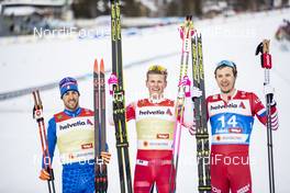 21.02.2019, Seefeld, Austria (AUT): Federico Pellegrino (ITA), Johannes Hoesflot Klaebo (NOR), Gleb Retivykh (RUS), (l-r)  - FIS nordic world ski championships, cross-country, individual sprint, Seefeld (AUT). www.nordicfocus.com. © Modica/NordicFocus. Every downloaded picture is fee-liable.