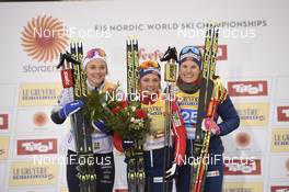 21.02.2019, Seefeld, Austria (AUT): Stina Nilsson (SWE), Maiken Caspersen Falla (NOR), Mari Eide (NOR), (l-r) - FIS nordic world ski championships, cross-country, individual sprint, Seefeld (AUT). www.nordicfocus.com. © THIBAUT/NordicFocus. Every downloaded picture is fee-liable.