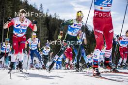 03.03.2019, Seefeld, Austria (AUT): Simen Hegstad Krueger (NOR), Andreas Katz (GER), (l-r)  - FIS nordic world ski championships, cross-country, mass men, Seefeld (AUT). www.nordicfocus.com. © Modica/NordicFocus. Every downloaded picture is fee-liable.