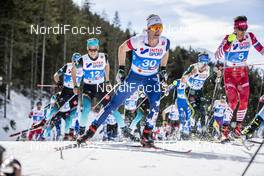03.03.2019, Seefeld, Austria (AUT): Clement Parisse (FRA), David Norris (USA), Evgeniy Belov (RUS), (l-r)  - FIS nordic world ski championships, cross-country, mass men, Seefeld (AUT). www.nordicfocus.com. © Modica/NordicFocus. Every downloaded picture is fee-liable.