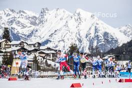 03.03.2019, Seefeld, Austria (AUT): Calle Halfvarsson (SWE), Hans Christer Holund (NOR), Yury Astapenka (BLR), Alex Harvey (CAN), (l-r)  - FIS nordic world ski championships, cross-country, mass men, Seefeld (AUT). www.nordicfocus.com. © Modica/NordicFocus. Every downloaded picture is fee-liable.