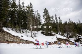 02.03.2019, Seefeld, Austria (AUT): Ingvild Flugstad Oestberg (NOR), Therese Johaug (NOR), Krista Parmakoski (FIN), Ebba Andersson (SWE), Jessica Diggins (USA), Anastasia Sedova (RUS), Charlotte Kalla (SWE), Teresa Stadlober (AUT), +9+, Astrid Uhrenholdt Jacobsen (NOR), Ragnhild Haga (NOR), (l-r)  - FIS nordic world ski championships, cross-country, mass women, Seefeld (AUT). www.nordicfocus.com. © Modica/NordicFocus. Every downloaded picture is fee-liable.