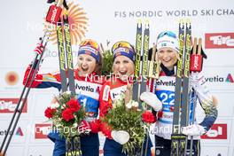 02.03.2019, Seefeld, Austria (AUT): Ingvild Flugstad Oestberg (NOR), Therese Johaug (NOR), Frida Karlsson (SWE), (l-r)  - FIS nordic world ski championships, cross-country, mass women, Seefeld (AUT). www.nordicfocus.com. © Modica/NordicFocus. Every downloaded picture is fee-liable.