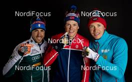 21.02.2019, Seefeld, Austria (AUT): Federico Pellegrino (ITA), Johannes Hoesflot Klaebo (NOR), Gleb Retivykh (RUS), (l-r)  - FIS nordic world ski championships, cross-country, medals, Seefeld (AUT). www.nordicfocus.com. Free handout image for editorial use for print and online media. No secondary purchase. © GEPA-pictures/WSC Seefeld 2019 