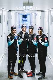 21.02.2019, Seefeld, Austria (AUT): Adrien Backscheider (FRA), Maurice Manificat (FRA), Clement Parisse (0), Richard Jouve (FRA), (l-r)  - FIS nordic world ski championships, cross-country, medals, Seefeld (AUT). www.nordicfocus.com. © Modica/NordicFocus. Every downloaded picture is fee-liable.