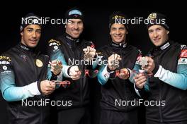 21.02.2019, Seefeld, Austria (AUT): Adrien Backscheider (FRA), Maurice Manificat (FRA), Clement Parisse (0), Richard Jouve (FRA), (l-r)  - FIS nordic world ski championships, cross-country, medals, Seefeld (AUT). www.nordicfocus.com. © Modica/NordicFocus. Every downloaded picture is fee-liable.
