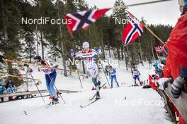 01.03.2019, Seefeld, Austria (AUT): Oskar Svensson ((SWE)), Ueli Schnider ((SUI)), (l-r)  - FIS nordic world ski championships, cross-country, 4x10km men, Seefeld (AUT). www.nordicfocus.com. © Modica/NordicFocus. Every downloaded picture is fee-liable.