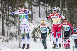 01.03.2019, Seefeld, Austria (AUT): Calle Halfvarsson ((SWE)), Martin Johnsrud Sundby ((NOR)), Andreas Katz ((GER)), Scott James Hill ((CAN)), (l-r)  - FIS nordic world ski championships, cross-country, 4x10km men, Seefeld (AUT). www.nordicfocus.com. © Modica/NordicFocus. Every downloaded picture is fee-liable.