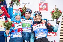 01.03.2019, Seefeld, Austria (AUT): Adrien Backscheider ((FRA)), Maurice Manificat ((FRA)), Clement Parisse ((FRA)), Richard Jouve ((FRA)), (l-r)  - FIS nordic world ski championships, cross-country, 4x10km men, Seefeld (AUT). www.nordicfocus.com. © Modica/NordicFocus. Every downloaded picture is fee-liable.