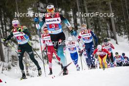 01.03.2019, Seefeld, Austria (AUT): Adrien Backscheider ((FRA)), Sebastian Eisenlauer ((GER)), Andrey Larkov ((RUS)), Erik Bjornsen ((USA)), (l-r)  - FIS nordic world ski championships, cross-country, 4x10km men, Seefeld (AUT). www.nordicfocus.com. © Modica/NordicFocus. Every downloaded picture is fee-liable.