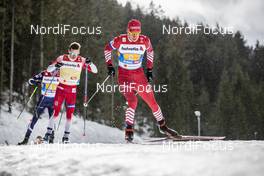 01.03.2019, Seefeld, Austria (AUT): Alexander Bolshunov ((RUS)), Sjur Roethe ((NOR)), (l-r)  - FIS nordic world ski championships, cross-country, 4x10km men, Seefeld (AUT). www.nordicfocus.com. © Modica/NordicFocus. Every downloaded picture is fee-liable.