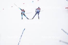 01.03.2019, Seefeld, Austria (AUT): Richard Jouve ((FRA)), Perttu Hyvarinen ((FIN)), (l-r)  - FIS nordic world ski championships, cross-country, 4x10km men, Seefeld (AUT). www.nordicfocus.com. © Modica/NordicFocus. Every downloaded picture is fee-liable.