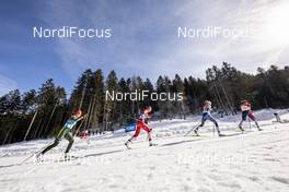 28.02.2019, Seefeld, Austria (AUT): Ingvild Flugstad Oestberg (NOR), Frida Karlsson (SWE), Anastasia Sedova (RUS), Katharina Hennig (GER), (l-r)  - FIS nordic world ski championships, cross-country, 4x5km women, Seefeld (AUT). www.nordicfocus.com. © Modica/NordicFocus. Every downloaded picture is fee-liable.