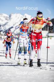 28.02.2019, Seefeld, Austria (AUT): Heidi Weng (NOR), Ebba Andersson (SWE), (l-r)  - FIS nordic world ski championships, cross-country, 4x5km women, Seefeld (AUT). www.nordicfocus.com. © Modica/NordicFocus. Every downloaded picture is fee-liable.