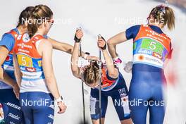 28.02.2019, Seefeld, Austria (AUT): Jessica Diggins (USA), Rosie Brennan (USA), Sadie Bjornsen (USA), Julia Kern (USA), (l-r)  - FIS nordic world ski championships, cross-country, 4x5km women, Seefeld (AUT). www.nordicfocus.com. © Modica/NordicFocus. Every downloaded picture is fee-liable.