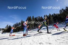 28.02.2019, Seefeld, Austria (AUT): Julia Kern (USA), Laurien Van Der Graaff (SUI), Victoria Carl (GER), Yulia Belorukova (RUS), (l-r)  - FIS nordic world ski championships, cross-country, 4x5km women, Seefeld (AUT). www.nordicfocus.com. © Modica/NordicFocus. Every downloaded picture is fee-liable.